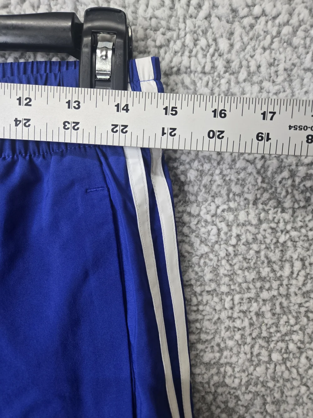 Adidas Men's Blue Athletic 3S Chelsea Shorts with White Stripes
